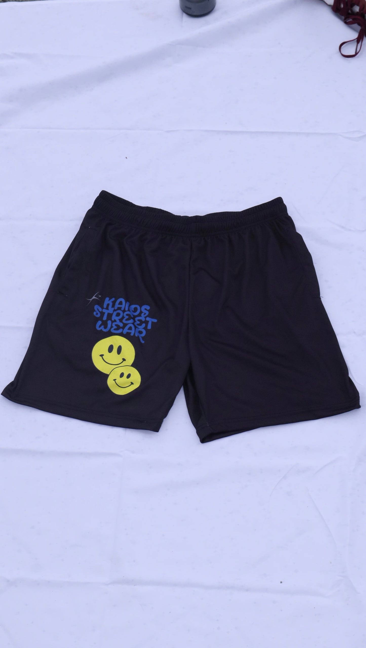 Dual Smiley Graphic Shorts - Black