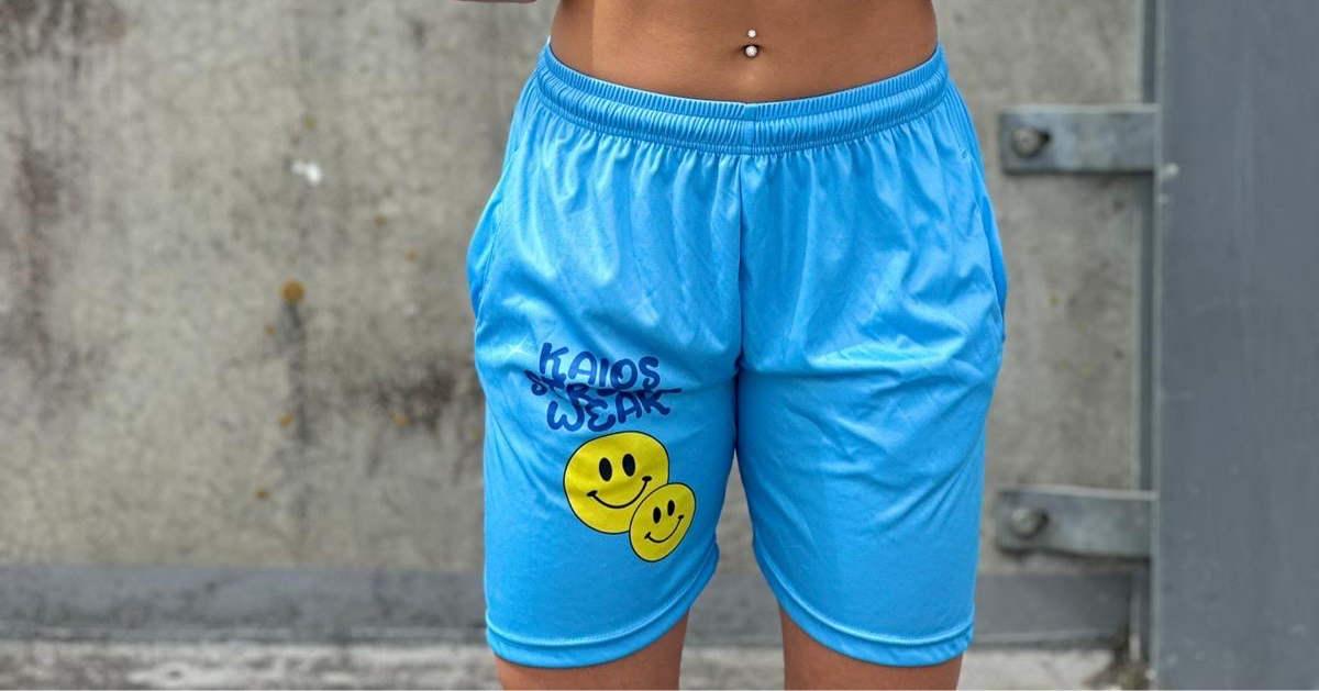 Dual Smiley Graphic Shorts - Blue
