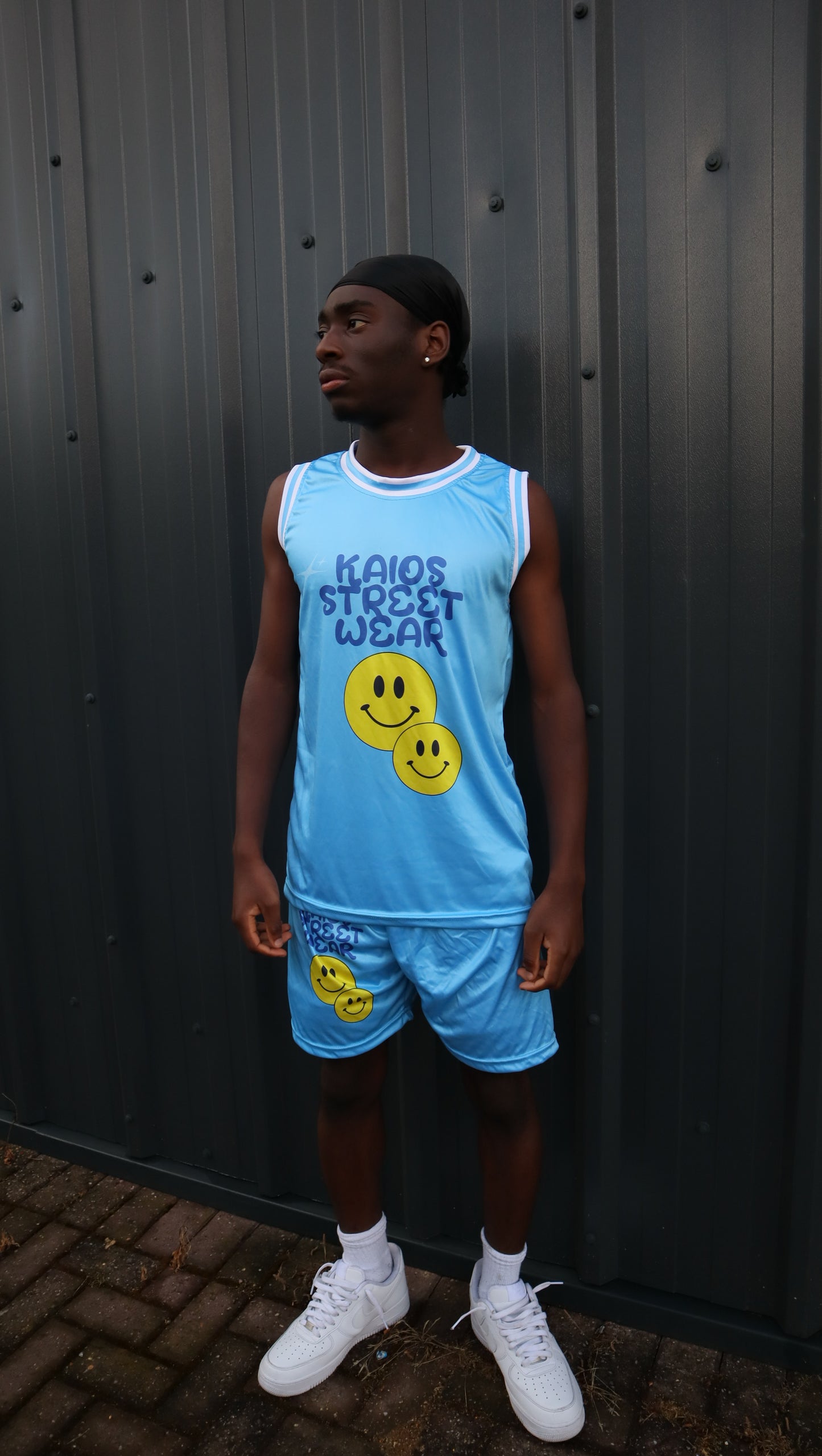 Dual Smiley Graphic Jersey Vest - University Blue