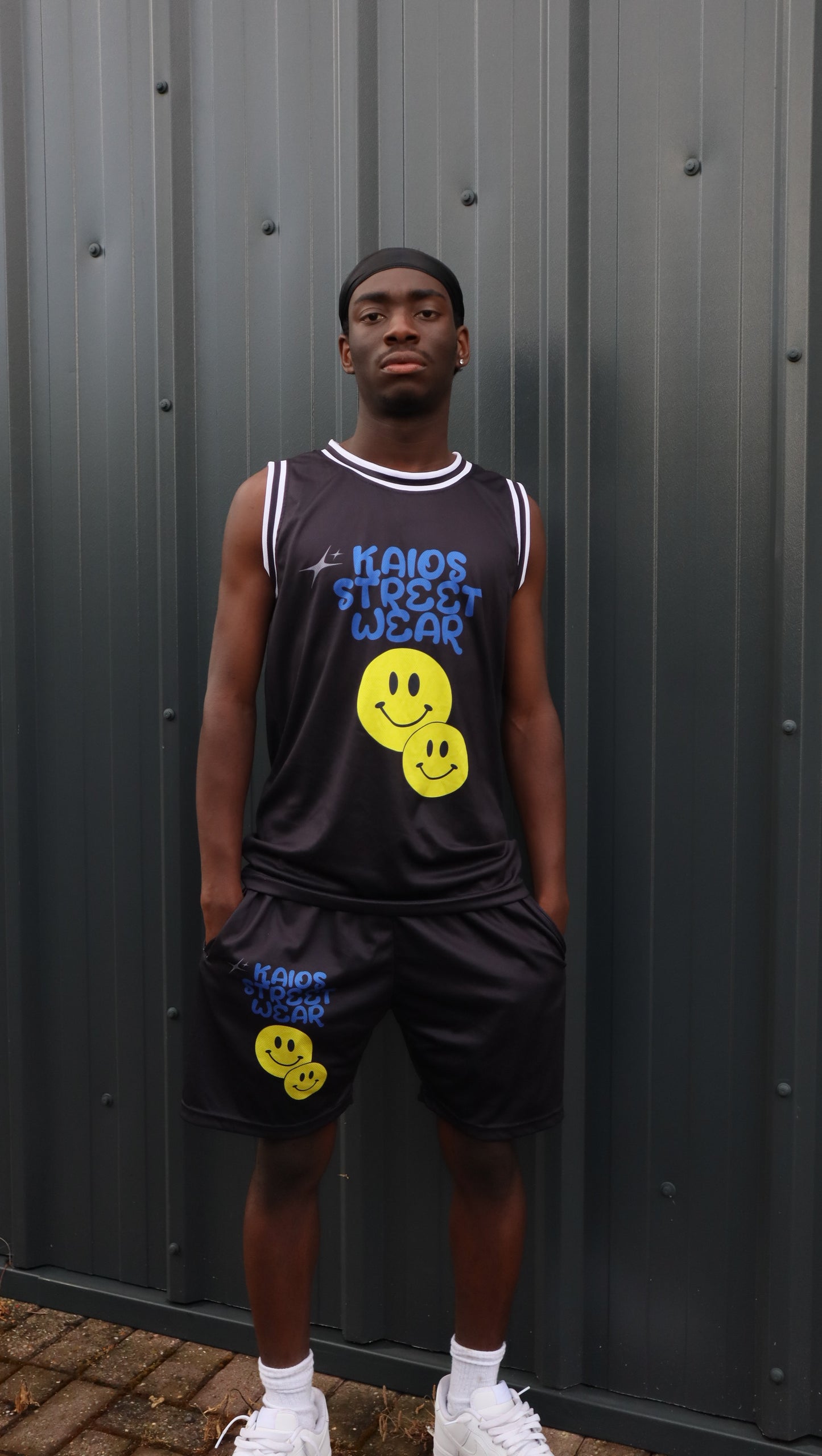 Dual Smiley Graphic Jersey Vest - Black