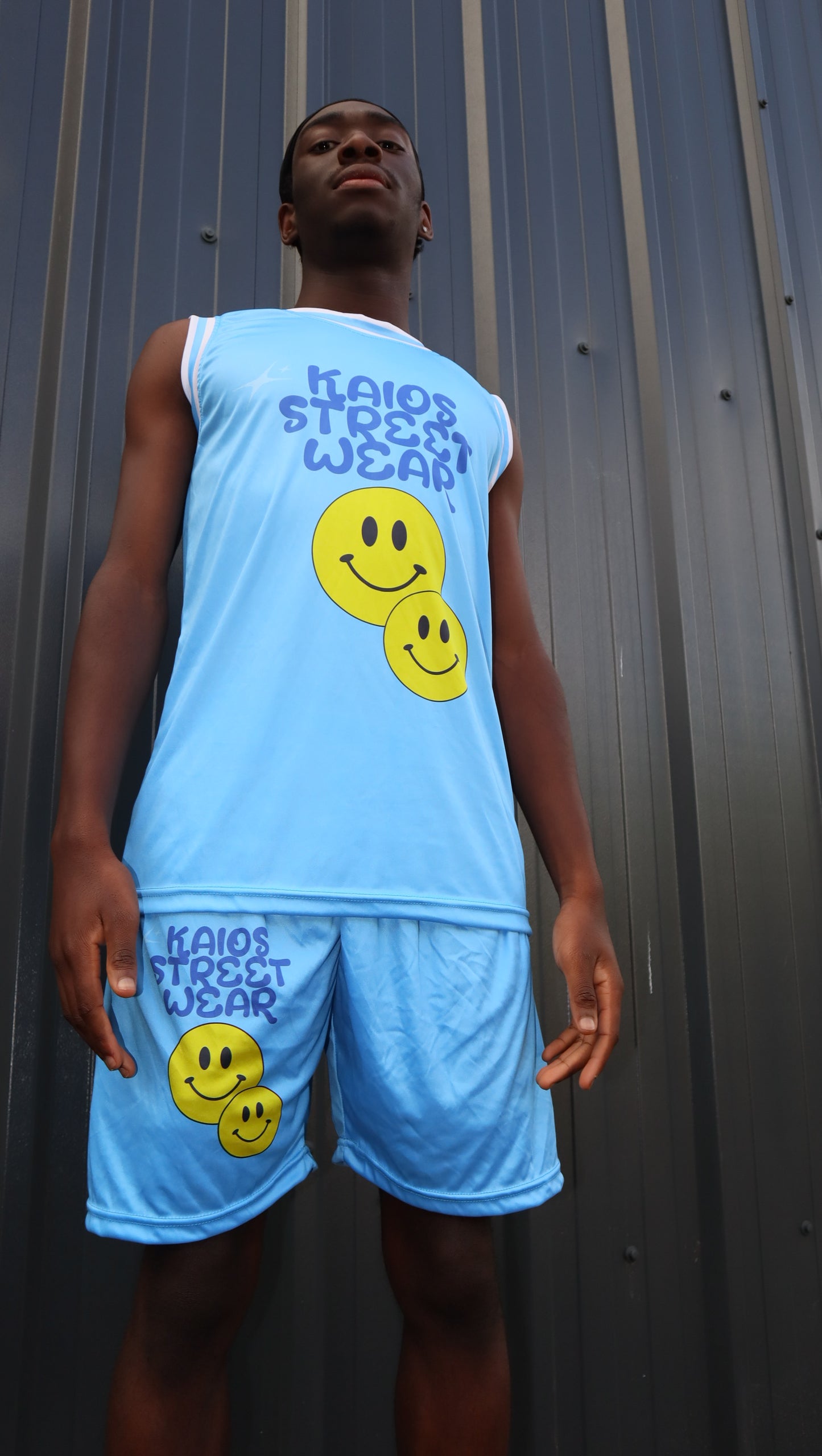 Dual Smiley Graphic Jersey Vest - University Blue