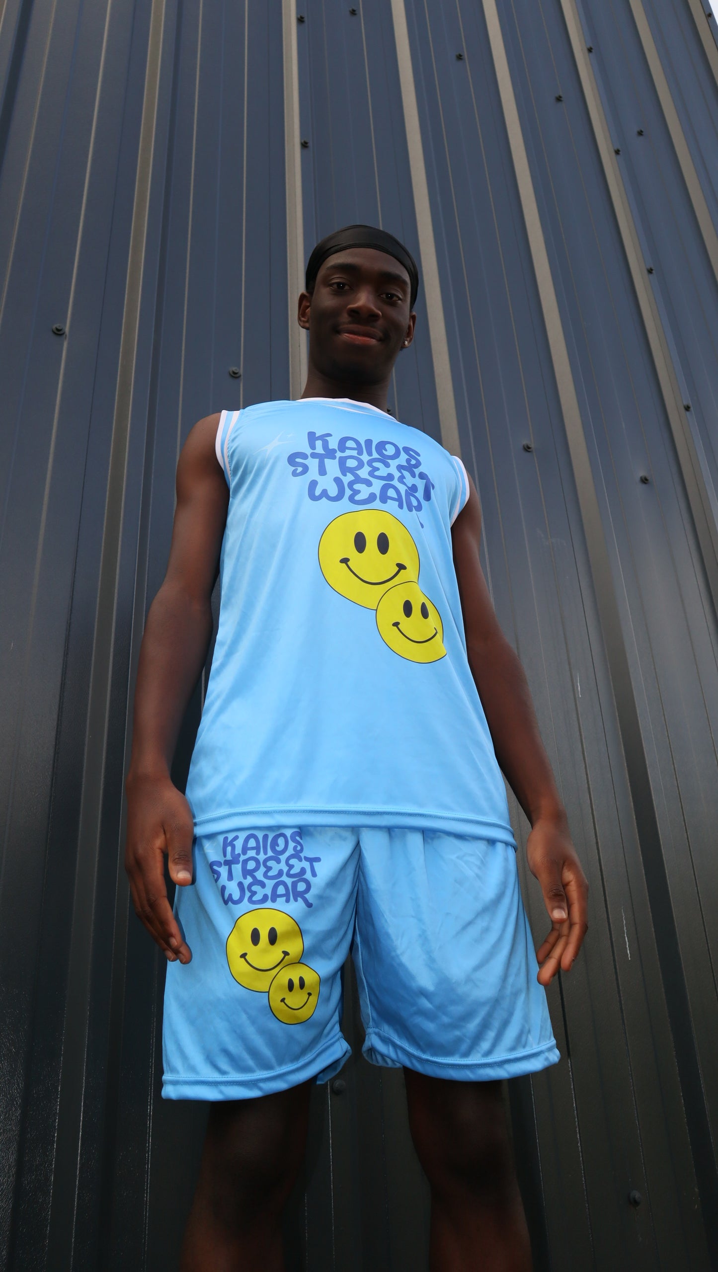 Dual Smiley Graphic Jersey Vest - University Blue