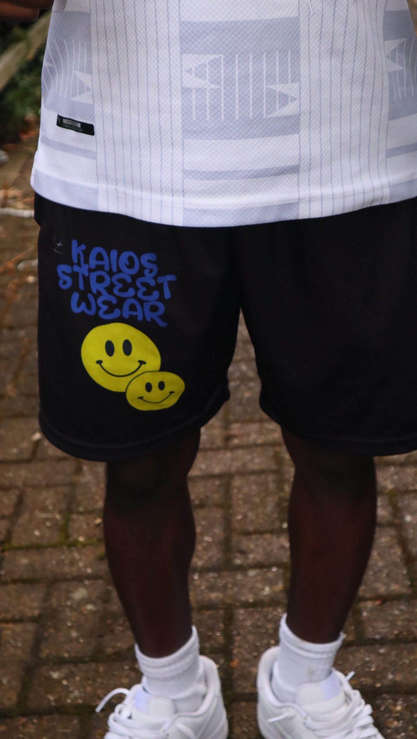 Dual Smiley Graphic Shorts - Black