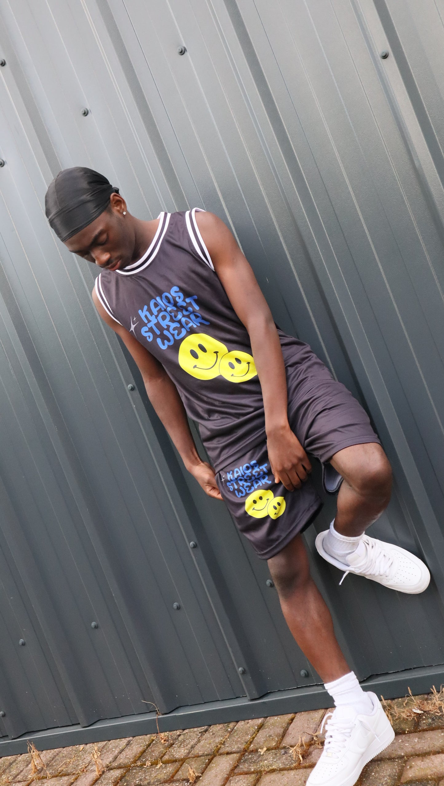 Dual Smiley Graphic Jersey Vest - Black