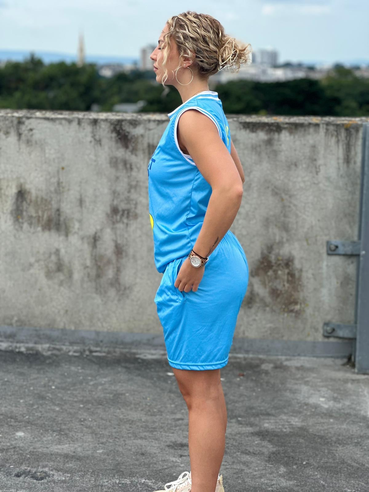 Dual Smiley Graphic Shorts - Blue