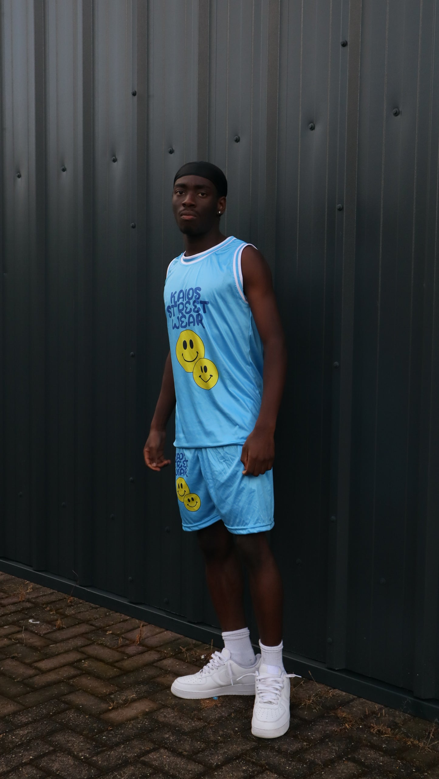 Dual Smiley Graphic Jersey Vest - University Blue