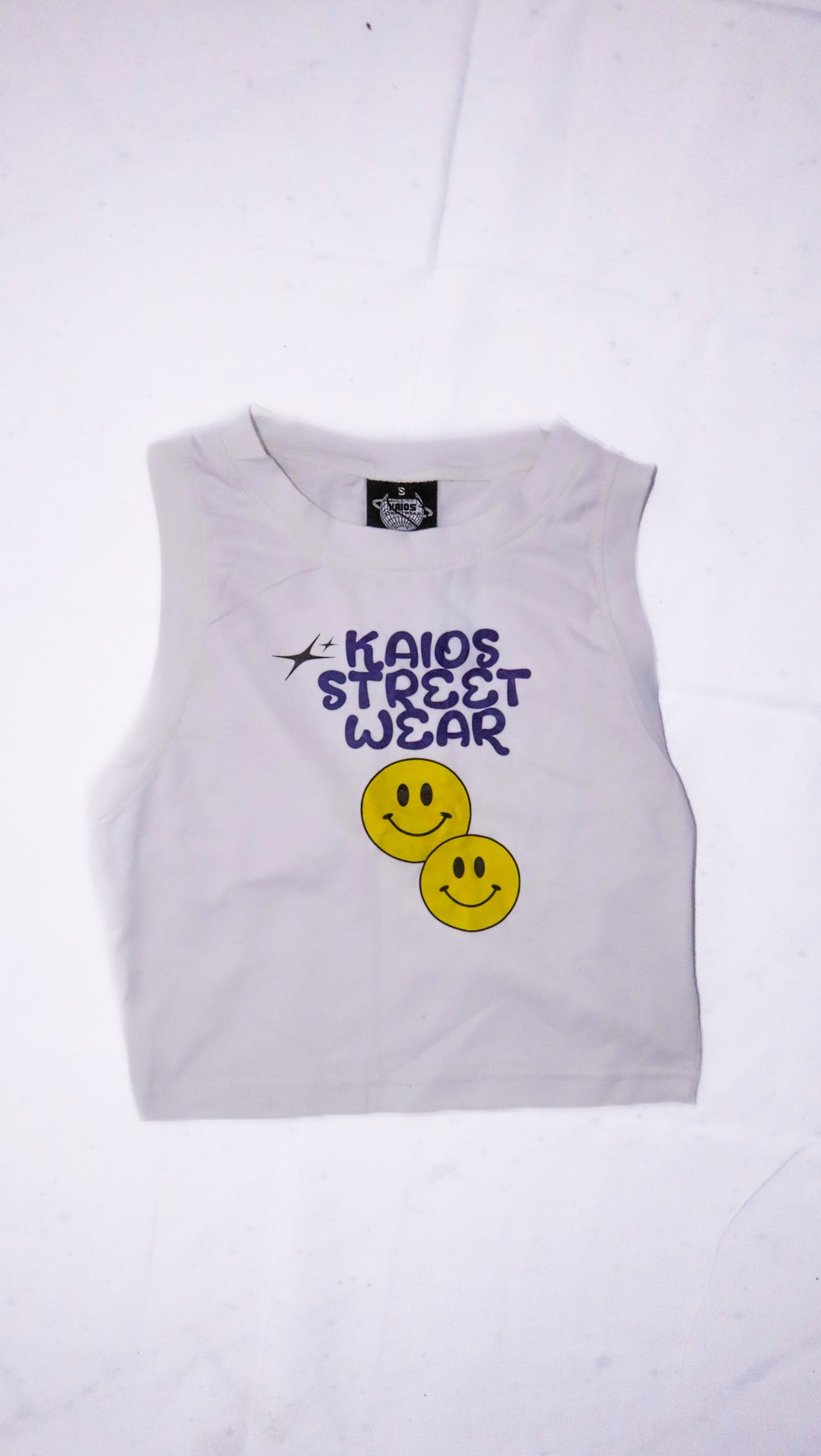 Dual Smiley Graphic Tank Top - white