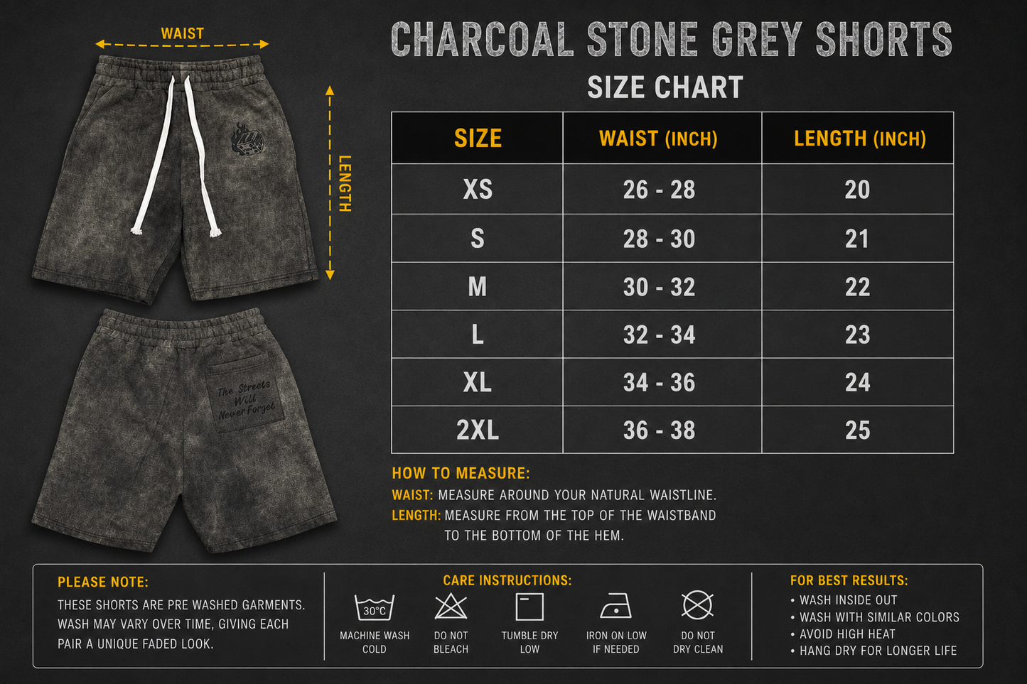 Kaios Streetwear - Charcoal Stone Grey Shorts