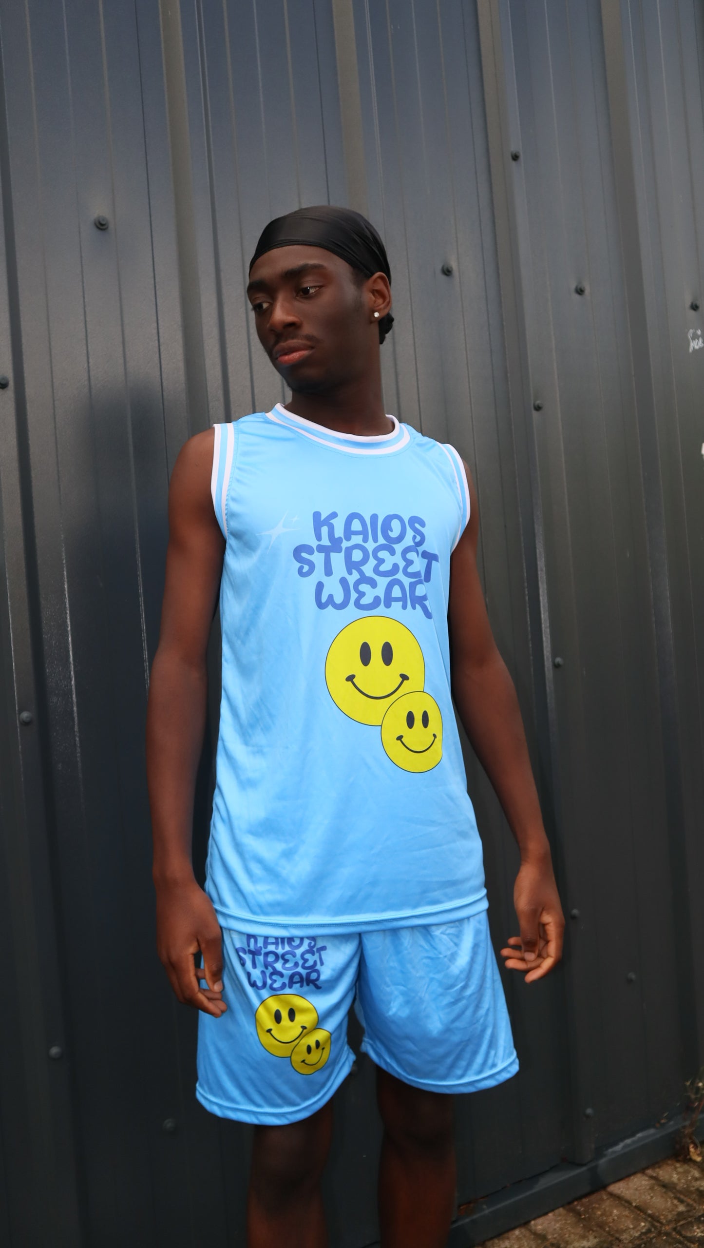 Dual Smiley Graphic Jersey Vest - University Blue