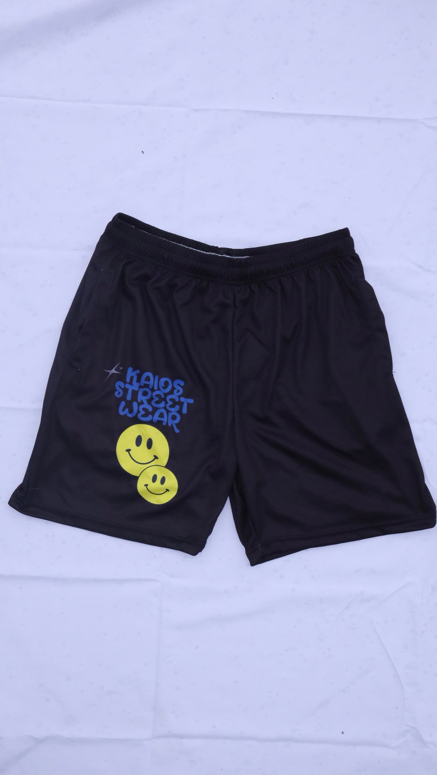 Dual Smiley Graphic Shorts - Black
