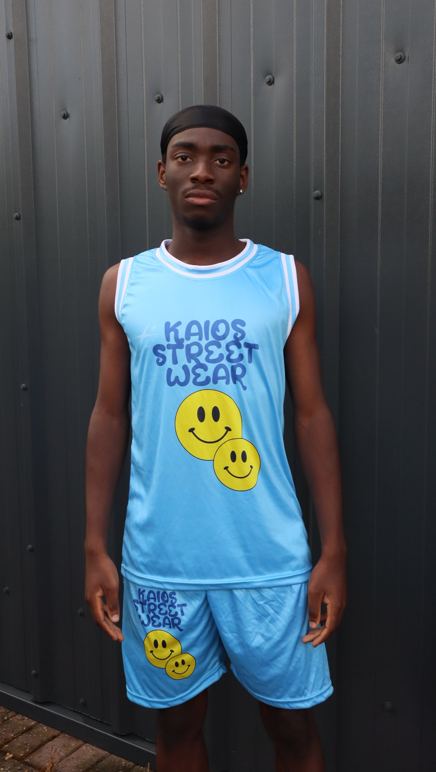 Dual Smiley Graphic Jersey Vest - University Blue