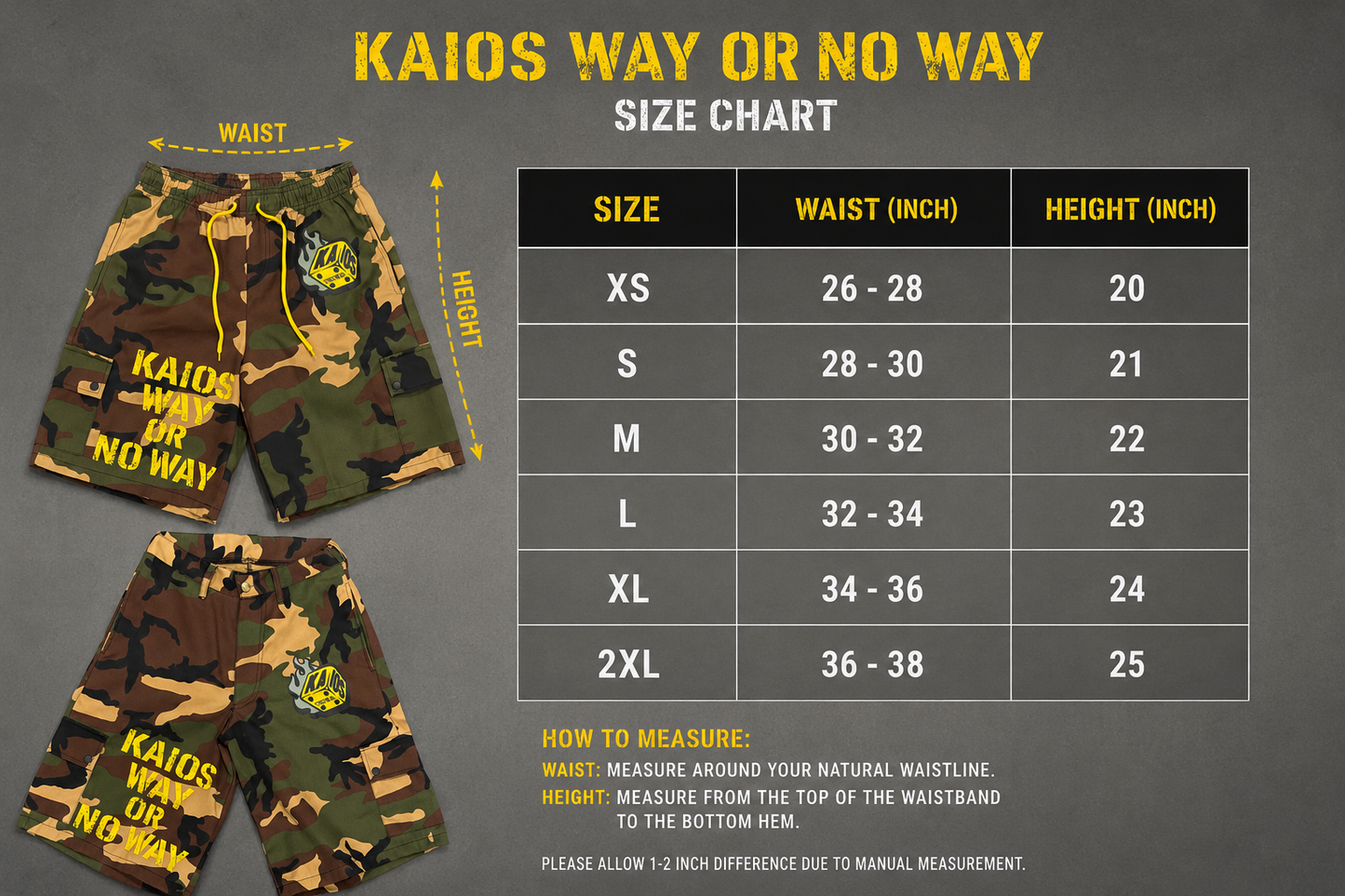 Kaios Streetwear - Camo Cargo Shorts - Drawstring