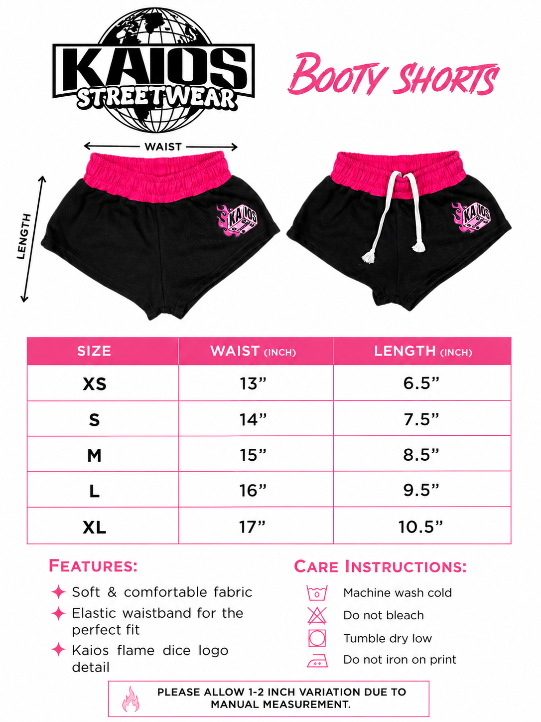 Kaios Streetwear Booty Shorts - BLACK