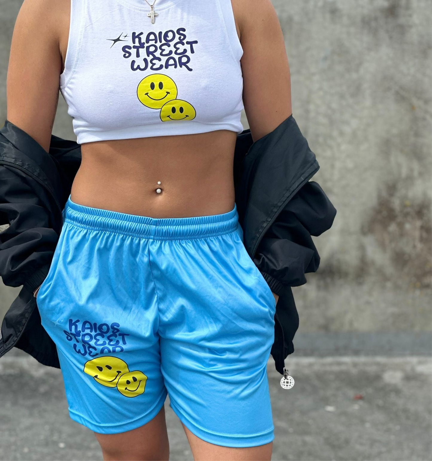Dual Smiley Graphic Tank Top - white