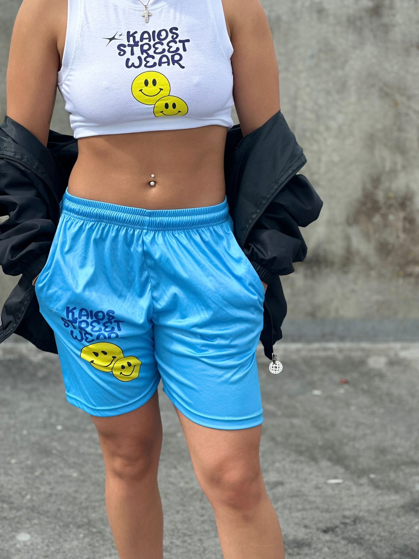 Dual Smiley Graphic Tank Top - white