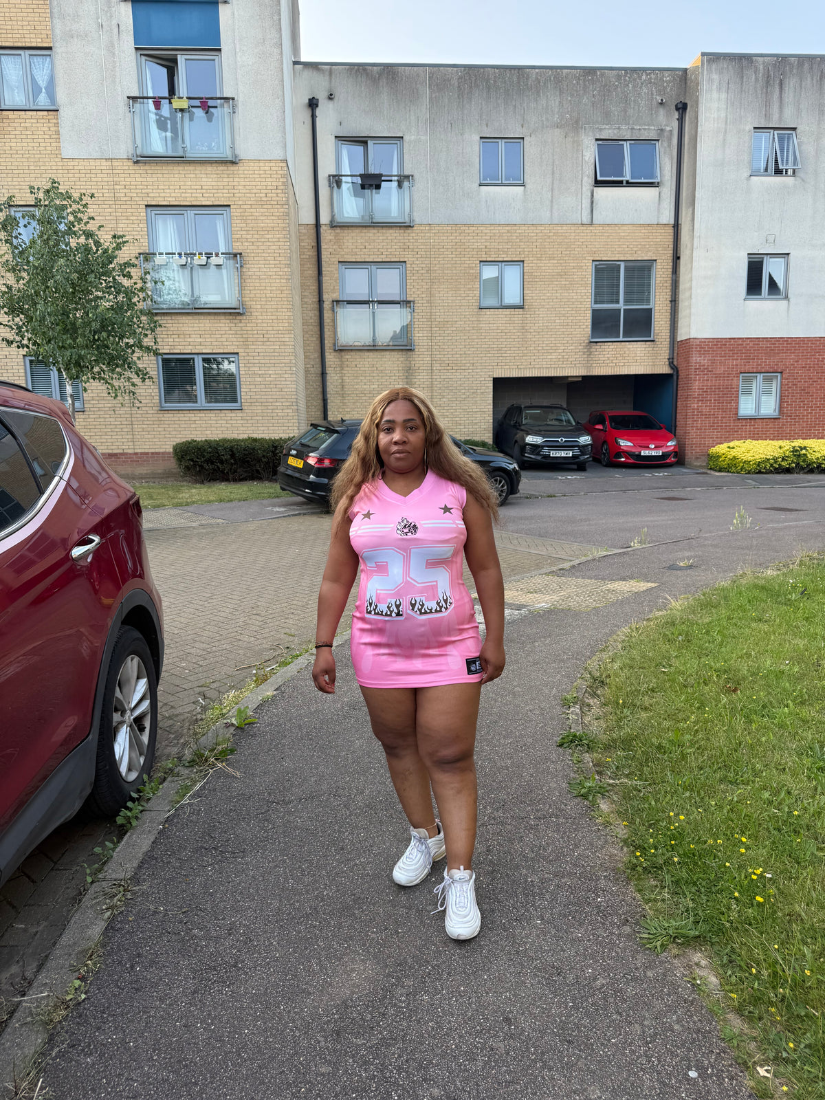 Jersey dress - Blazing Pink
