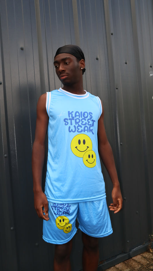 Dual Smiley Graphic Jersey Vest - University  Blue
