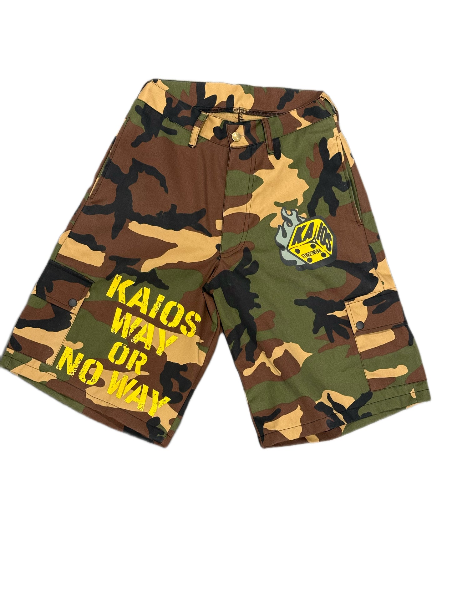 Kaios Streetwear - Camo Cargo Shorts - Belted