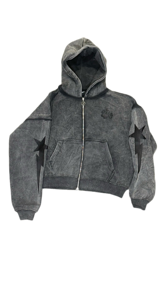 Kaios Streetwear - Charcoal Stone Grey Zipped Hoodie
